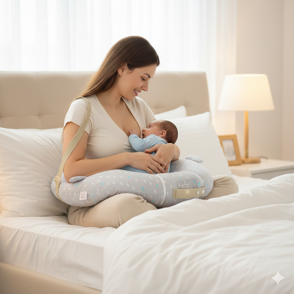 oreiller allaitement multifonction bebe en coton _0-24_mois_ coussin nourrissage sangle ergonomique couleur b maman bebe chambre coucher