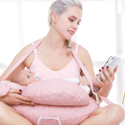 oreiller allaitement multifonction bebe en coton (0-24 mois) coussin nourrissage sangle ergonomique c maman regarde telephone