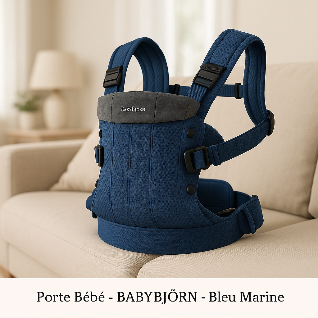 porte bebe ergonomique 3 en 1 bleu marine etiquette
