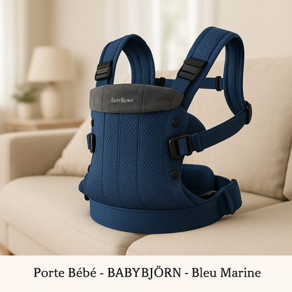 porte bebe ergonomique 3 en 1 bleu marine etiquette