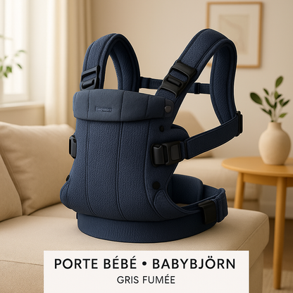 porte bebe ergonomique 3 en 1 gris fumee etiquette