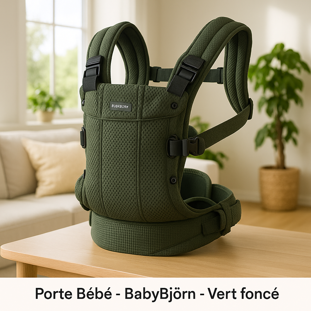 porte bebe ergonomique 3 en 1 vert fonce etiquette