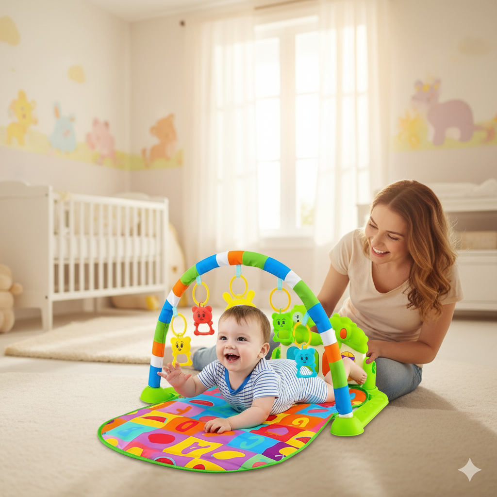 tapis deveil bebe musical avec piano arches jouets lettre bebe maman