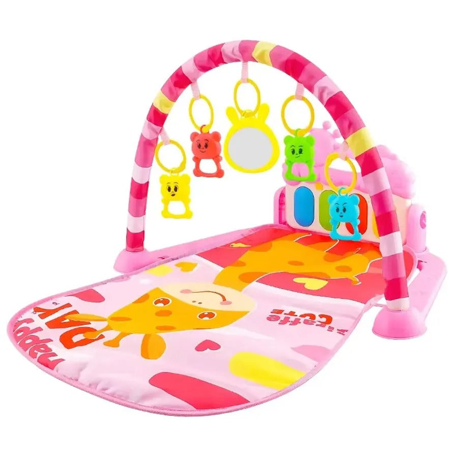 tapis deveil bebe musical avec piano-arches jouets rose girafes b
