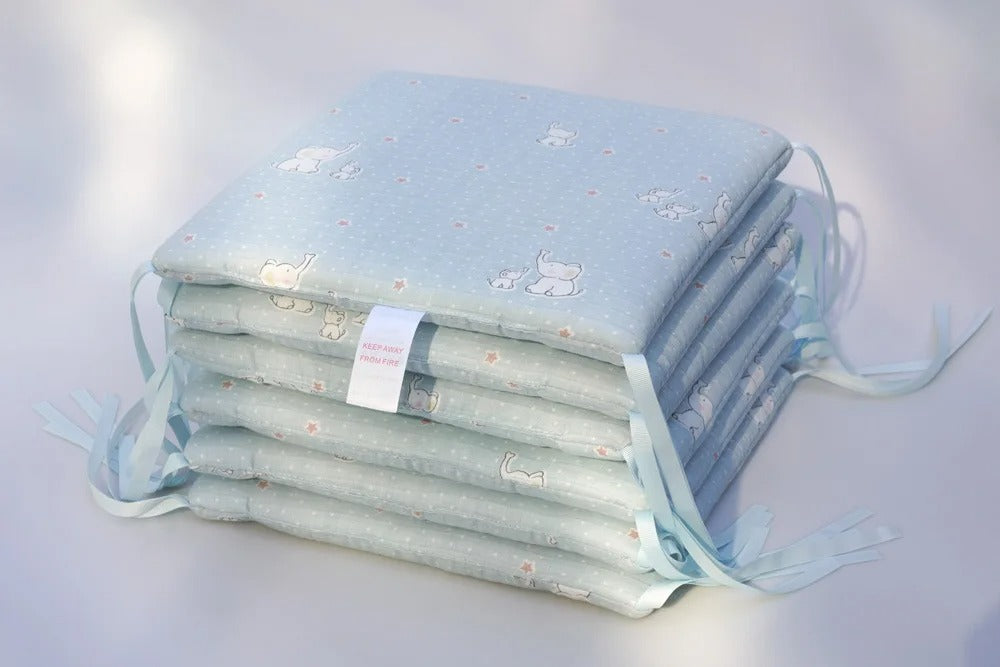 tour de lit bebe bleu six pieces