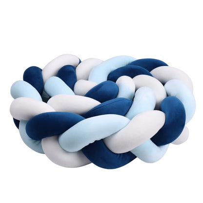 tour de lit bebe tresse 3dcocon blanc bleu