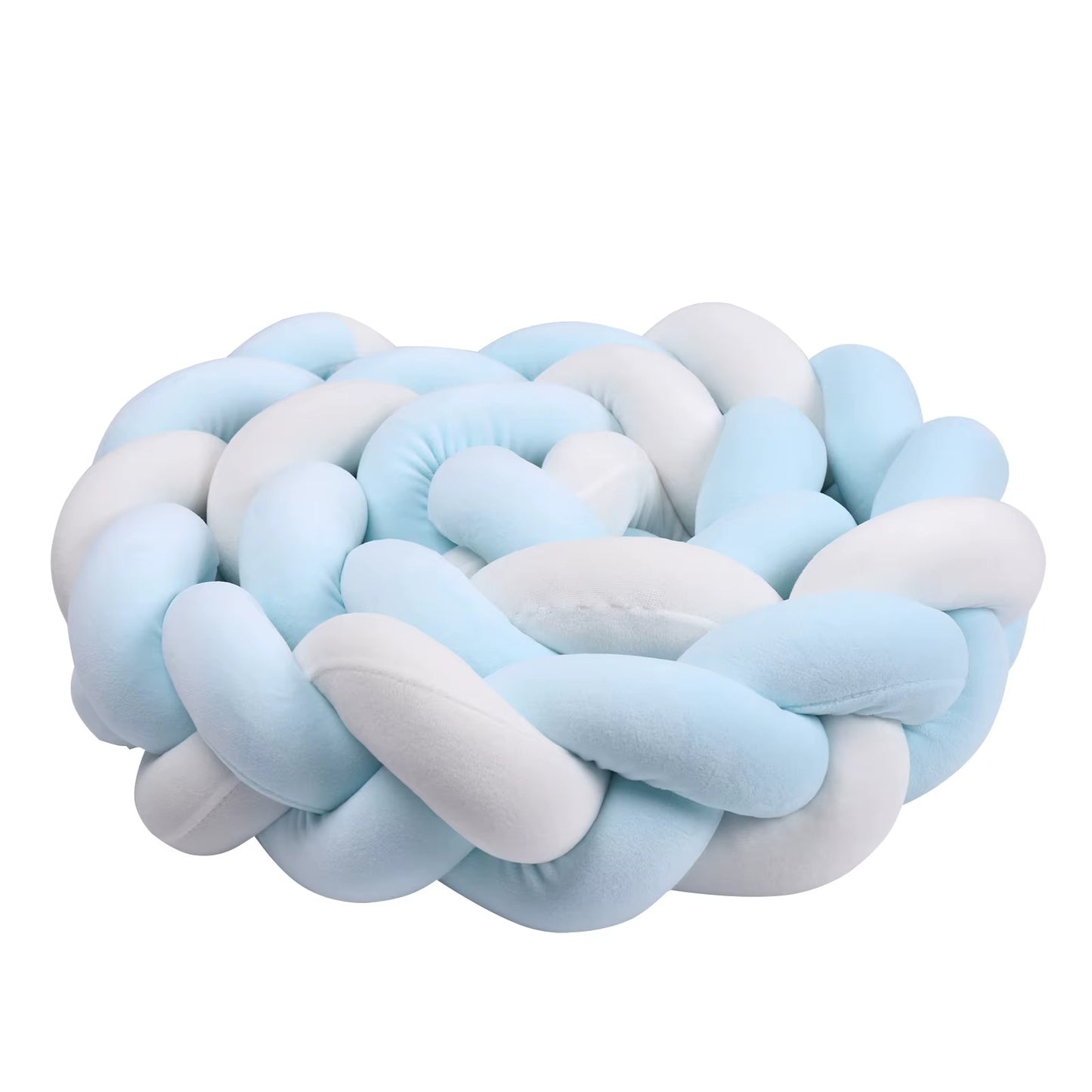 tour de lit bebe tresse 3dcocon bleu beu blanc