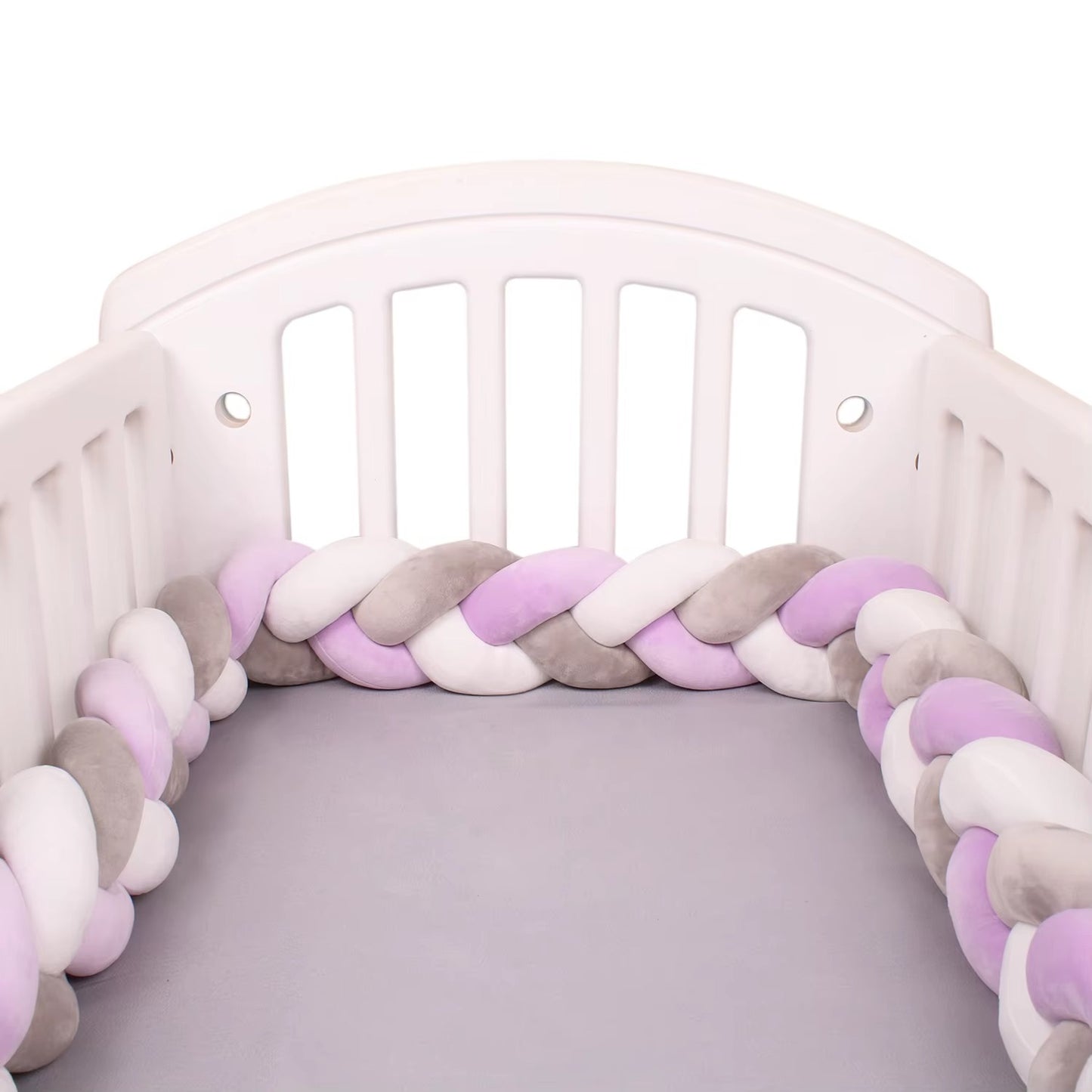 tour de lit bebe tresse 3dcocon gris blancviolet